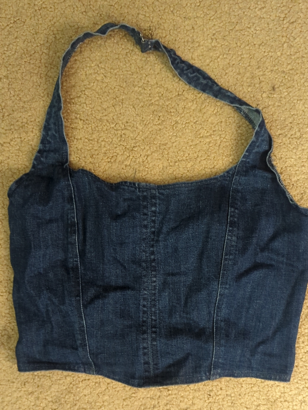 Weissman Dark Blue Denim Crop Top